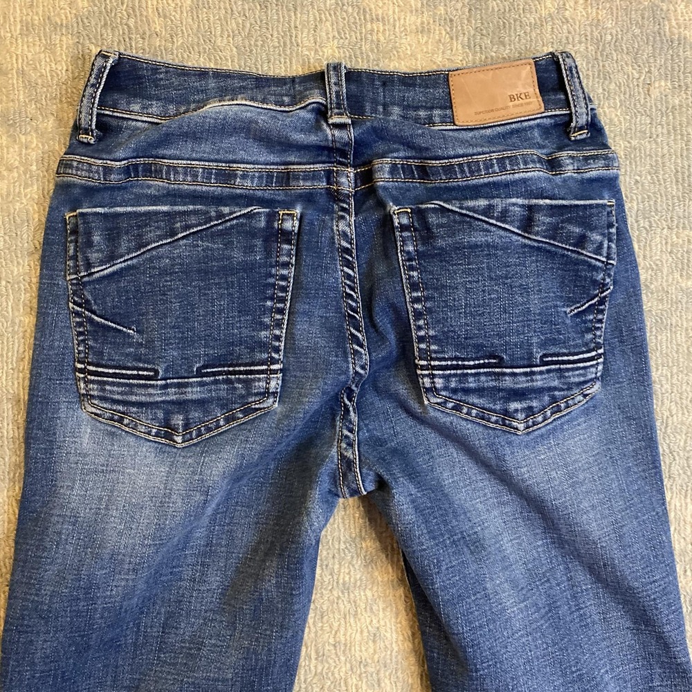 BKE Stella Jeans Womens 25x31.5 Medium Wash Blue Mid Rise Slim Bootcut Denim - Picture 13 of 14